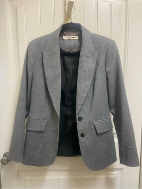Boden Wool Blend Button Front Gray Blazer - Italian Woven Fabric - EUC